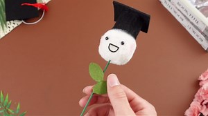 Canlierr 6 Pcs Graduation Decorations Class of 2026 Cute Graduation Bouquet Accessories Artificial Pom Pom Mum Picks with Cap and Happy Face for Centerpieces Photo Props Gifts Party Supplies(White)