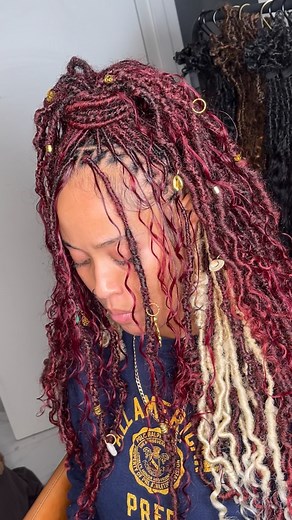 This came out So so beautiful & she literally made my day😍😍 I absolutely adore and appreciate clients who are knowledgeable about their services duration and that are patient and kind abd isn’t inconsiderate . We literally talked all day , entertain each other till we was done, and we love the outcome😍🫶🏾🫧 BTW; I don’t just do locs super small on my clients, they book that service. service: bohemian dynasty boho locs 18-22 inches (extra extra full because she had a lot of hair )😍😍😍 (Exte