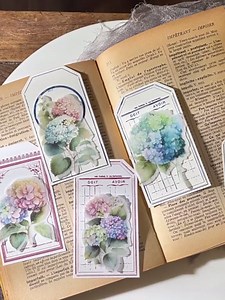 Vintage Vellum Stickers Floral Plants Elements Scrapbooking Supplies Flowers Botanic Natural Translucent Paper Self-Adhesive Junk-Journal Items (Hydrangea Macrophylla)