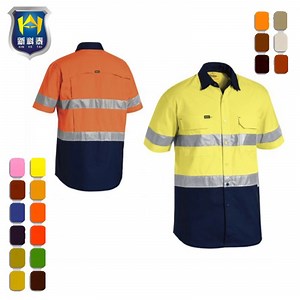 [Hot Item] Fluorescent Green Orange Short Sleeve Work Wear Safety Shirts