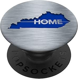 Kentucky State Map, Brushed Metal Look, Cutout, Home, Blue