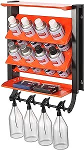 TORACK Spray Paint Can Holder with Paper Towel Holder, Wall Mount Heavy Duty Metal Spray Bottle Holder for Garage, Paint Can Storage Rack for Shop, Holds Up to 100LBS
