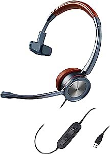 USB Headset with Microphone for Office PC, One Ear Computer Headset for Call Center Business