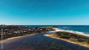 Northern Beaches, Dee Why Lagoon, NSW, Sydney Suburbs, Australia. Ocean view from above.