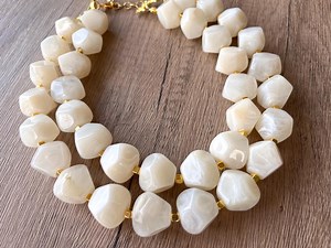 Ivory Lucite Statement Necklace, Chunky Beaded Necklace, Acrylic Bead Necklace, Gift for Her - Ashley - Etsy