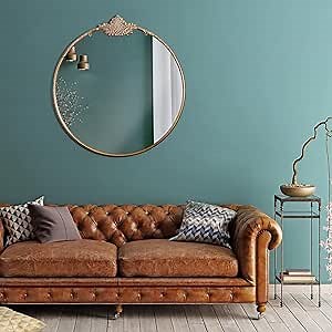 Head West Antique Gold Round Ornate Metal Accent Wall Mirror