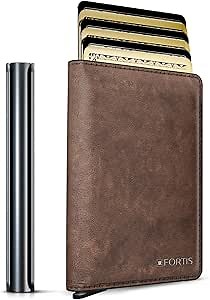 Toggle Pop Up Wallet for Men, Slim Wallet for up to 8 Cards, RFID Blocking Credit Card Holder. Smart Cardholder That Fits Front or Back Pocket (Brown)