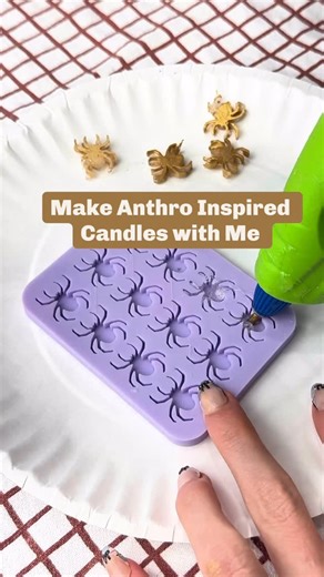 43 reactions | It's giving anthro 奈Comment SPIDER for details. I ordered these spider molds in August, tried wax like ten times, and every single leg snapped off. I was ready to quit...then I found out you can just fill them with hot glue. Paint ‘em, and boom: perfect 3D spiders. Honestly, way cooler than Anthro’s, which are literally just painted on. Maybe they’ll copy me next year  Who's going to give these a try? #halloweencandles #diycandles | Mackenzie Biehl | Facebook
