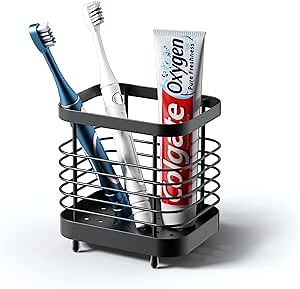 Toothbrush Holder,Gtrccor Stainless Steel Tooth Brush Toothpaste Holder for Bathrooms,Multi-Functional Storage Rack & Durable Bathroom Accessories(Black)