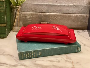 Vintage Red Lacquer Scholar Box | Mother of Pearl Inlay | Asian Inkstone Calligraphy - Etsy