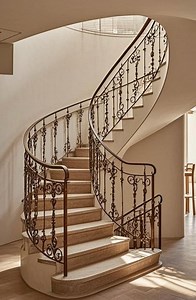 [Hot Item] Wrought Iron Stair Black Customized Straight Escalator Spiral Staircase Handrail Stainless Steel Ladder