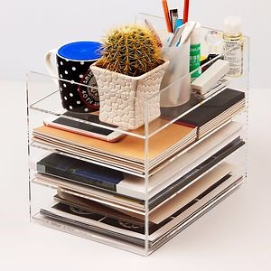 [Hot Item] Full Transparent 4 Layers Large Capacity Business Card Storage Box