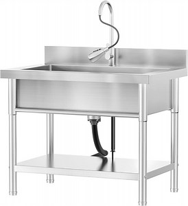 Stainless Steel Utility Sink Single Bowl Freestanding Laundry Sink with Pull-Out Faucet,for Laundry Room Farmhouse Indoor and Outdoor Sink Pet Cleaning - Walmart.com