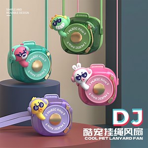 [Hot Item] Cartoon Neck Fan – Summer Cool Pet DJ Fan, Portable Handheld Rechargeable Mini Hanging Fan