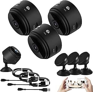 Secret Scope Camera, Secret Scope Security Camera, Mini Wire-Free Monitor with Night Vision Function, WiFi Camear Outdoor Wireless 1080p HD (3pcs Black)