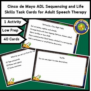 Cinco de Mayo ADL Sequencing and Life Skills Task Cards for Adult Speech Therapy