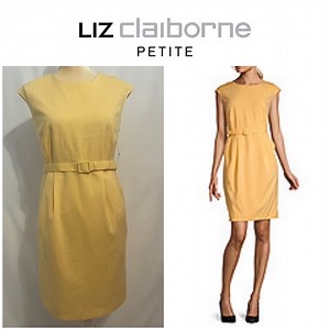 Liz Claiborne NWT Yellow Sheath Dress.  Size 8P