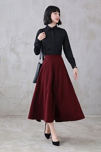Wool Skirt, Wool Midi Skirt, A Line Skirt, Vintage Inspired 1950s Long Wool Skirt, Women Skirts, Burgundy Autumn Winter Wool Skirt 3114# - Etsy