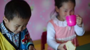 These kids from North Korea are drinking soymilk made from soybeans provided by MCC. | Mennonite Central Committee - MCC