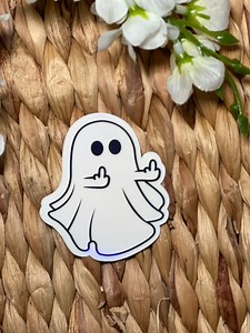 Holographic Ghost Middle Finger Sticker, Waterproof Vinyl Decal - Etsy
