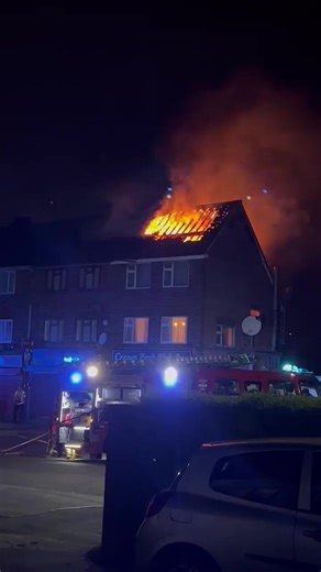 50K views · 225 reactions | At 5am in Sheldon, the flats above Cranes Park Chip Shop were engulfed in flames. The road remains closed. | B News and Views Birmingham | Facebook