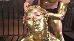 Asian Gold Painted and Fucked 2