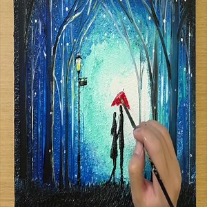 How to draw a couple under umbrella / Acrylic painting techniques | Acrylic Painting Techniques