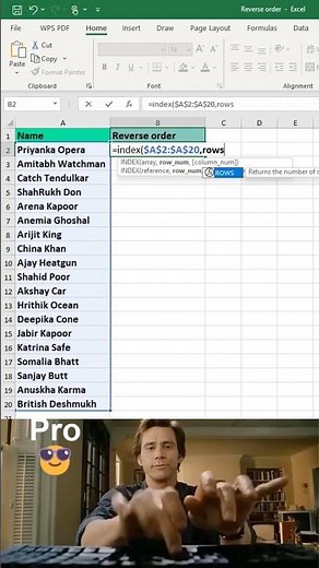 How to reverse order in excel 😱 #excel #office #spreadsheet