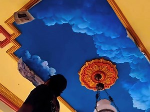 Cloud sky ceiling design paint. #paint #design | Texture Design