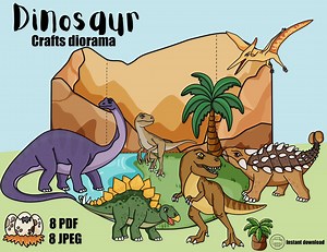Dinosaur Diorama: Printable Prehistoric Scene Craft (PDF & JPEG) - Etsy