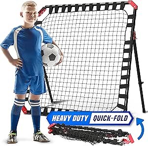 Soccer Rebounder - Football Training Gifts, Aids & Equipment for Kids & Teens | Portable Kick-Back Rebound Net, Skills Trainer for Team Exercises & Solo Practice