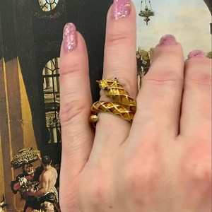 22kt Gold Enamelled Serpent Ring - - - - Calling all Taylor Swift fans! We all know how much the snake 🐍 imagery has been to Taylor Swift, especially since her “Reputation” tour. Be fearce, be proud, be you! This amazing snake ring is enamelled 22kt yellow gold. Size 7. More photos, pricing and full description available by tapping the shopping bag 💼 icon on your screen or online at www.cynthiafindlay.com with the product code 87525. Facebook: www.cynthiafindlay.com/antique-vintage-estate-jewe