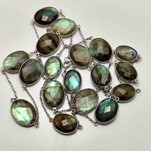 Labradorite Long Chain Necklace – 36 Inch Sterling Silver Gemstone Bezel Necklace – Faceted Boho Jewelry – Handmade Gift - Etsy UK