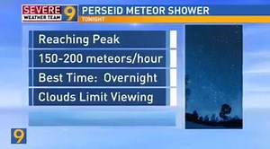 Heads up stargazers as the Perseid meteor shower peaks tonight. | WTOV NEWS9