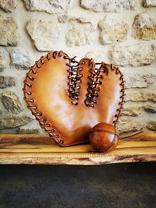 Vintage 3-finger Baseball Glove – Adult / Left-handed – Customizable Leather Glove With Laser Engraving - Etsy