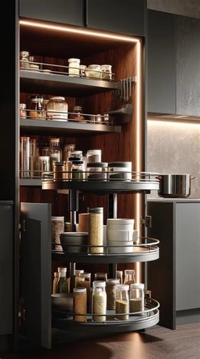 Smart Corner Carousel Cabinet | Modern Kitchen Storage Solution 2026 #interiordesign #kitchen