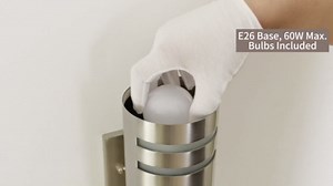 Dusk to Dawn Outdoor Wall Lights 2 Pack, Up Down Stainless Steel Exterior Lighting Fixtures with Photocell Sensor, Waterproof Outdoor Sconce Lights for House Porch Garage Patio, LED Bulbs Included