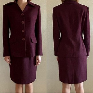 Vintage Welldress Wine Burgundy Suit Blazer and Skirt  Size M