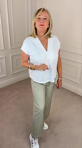 5.6K views · 38 reactions |  Just Landed | Naya Ss25  Beautiful basics with an edge as always ✨ V neck top €79.95 : https://jennys.ie/products/square-shape-v-neck-top-white-nas25120-01 Wide leg trousers €139.95 : https://jennys.ie/products/pull-up-wide-leg-pant-biscuit-nas25231-72 | Jenny's Boutique | Facebook
