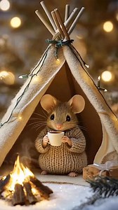 I just had to share this cute Christmas Ai mouse! I hope this cozy little scene makes your Monday a bright one! | Happy Happy Nester