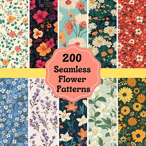 200 Seamless Flower Patterns, Flowers Digital Paper, Floral Prints, Flowers Background, Digital File, High-res, Instant Download - Etsy Canada
