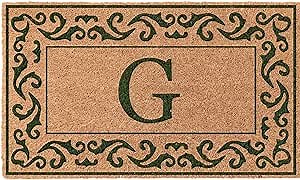 COCO MATS 'N MORE Welcome Mats for Front Door Outdoor, Green 22" x 36" | Personalized Monogrammed House Warming Presents | Tough Coir Bristles Removes Dirt Effectively | Welcoming Coir Doormat