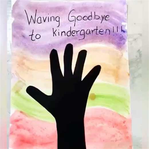 3.4K views · 41 reactions | Watercolor Silhouette “Waving Goodbye” Art project for kids! A super fun end of the year handprint silhouette art project saying "Waving Goodbye to Kindergarten".... Definitely worth a try!!  #kindergarten #preschool #art #endoftheyear #lastdayofschool | Zippi Kids Corner | Facebook
