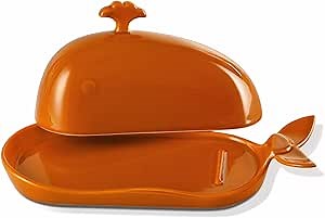 Cute Whale Butter Dish, Ceramic Butter Dish with Lid and Handle, Funny Butter Holder for East Coast Butter, Modern Kitchen Decor and Accessories