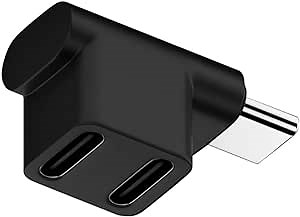 cablecc USB3.0 Type C Male 10Gbps to Dual Female Power Data Splitter Adapter Up Angled Compatible with Steam Deck Laptop