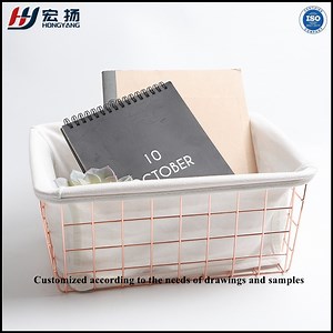 [Hot Item] Rose Gold Metal Plating Iron Art Storage Basket Storage Basket Wire Basket Storage Basket