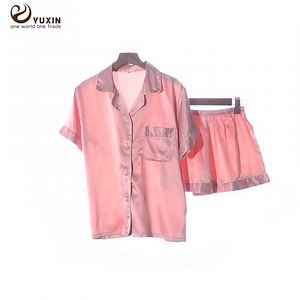 Short Satin Pajama Set for Women Many Colors Silk Solid Bridal Sleepwear Private Customs Pyjamas 6015