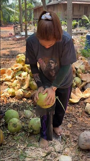 Most Satisfying Coconut Peeling Skills Ever! 🥥🤯