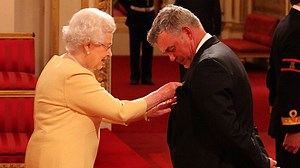 Golfer Darren Clarke at Buckingham Palace to collect OBE award from The Queen