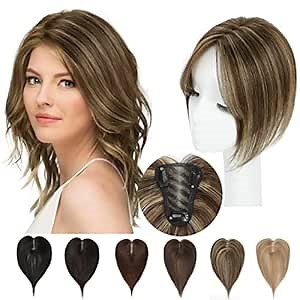 SARO-UP Hair Toppers for Women Real Human Hair Pieces for Women with Thining Hair 10 Inch Clip In Hair Piece No Bangs Toppers Hair Extensions Wiglets Hairpieces for Thinning Hair/Hair Loss (P4/27)